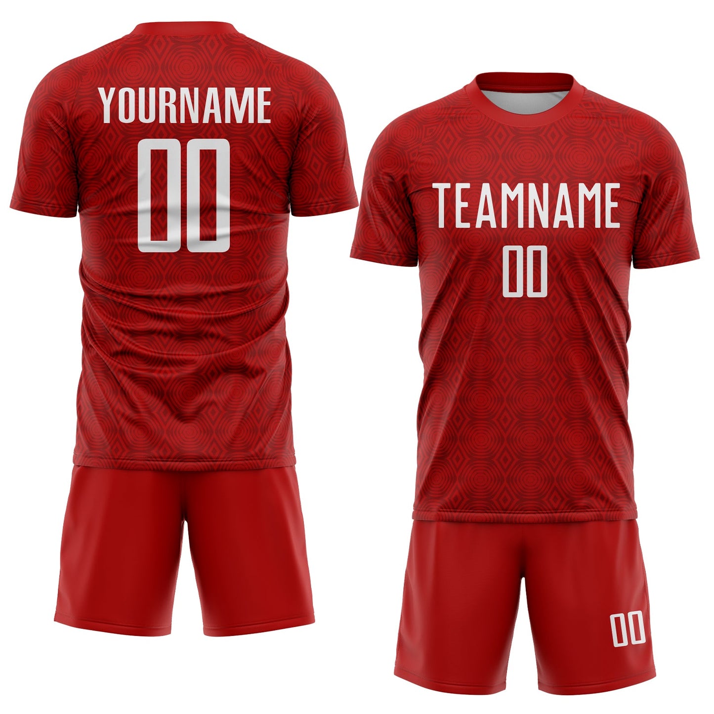 Custom Red White Geometric Shapes Sublimation Soccer Uniform Jersey Limited