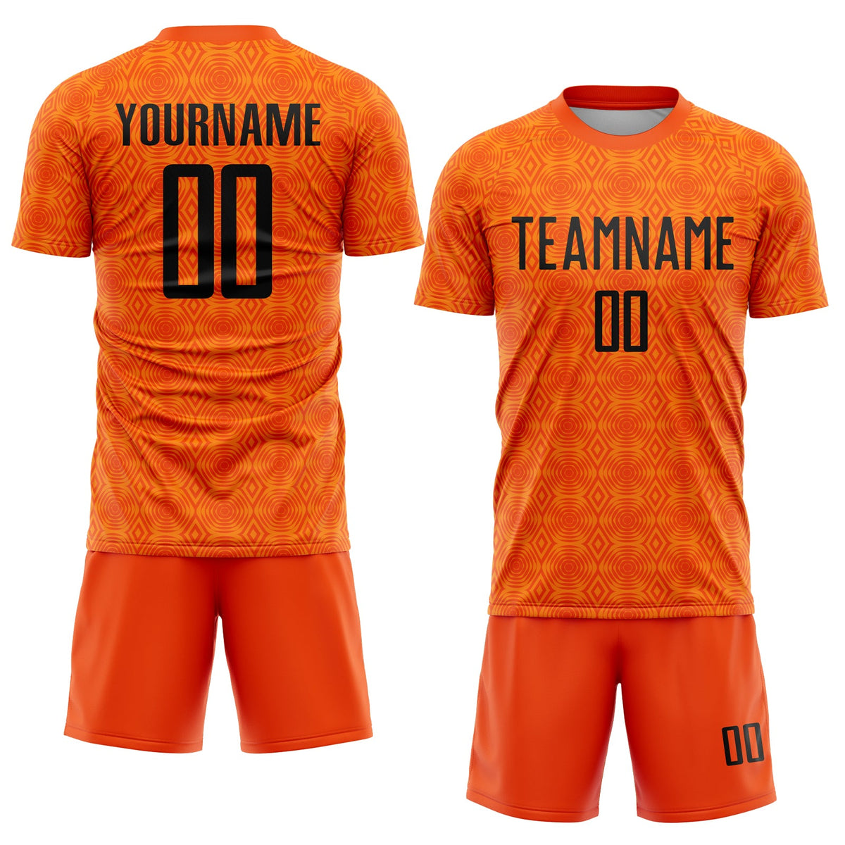 Custom Orange Black-Bay Orange Geometric Shapes Sublimation Soccer Uniform Jersey Limited