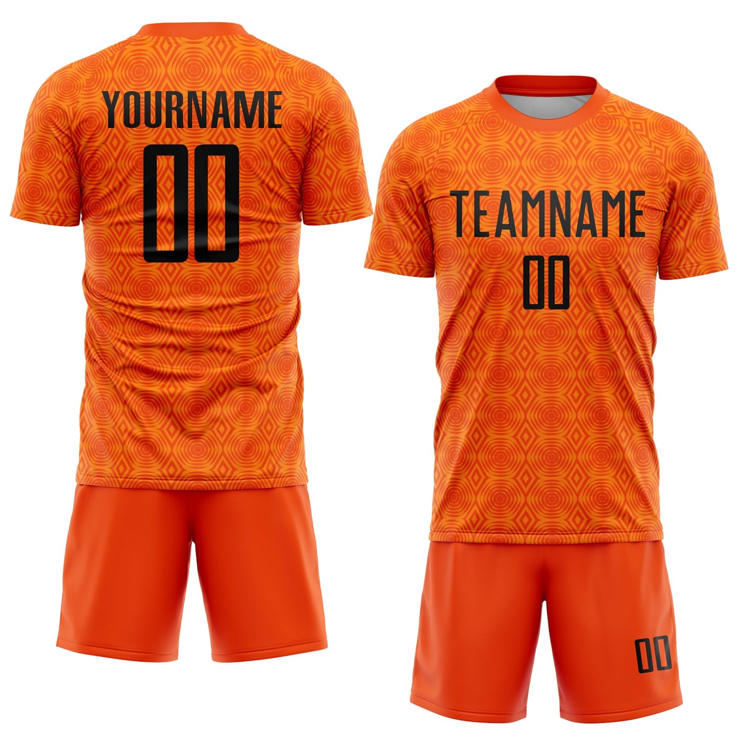Custom Orange Black-Bay Orange Geometric Shapes Sublimation Soccer Uniform Jersey Limited