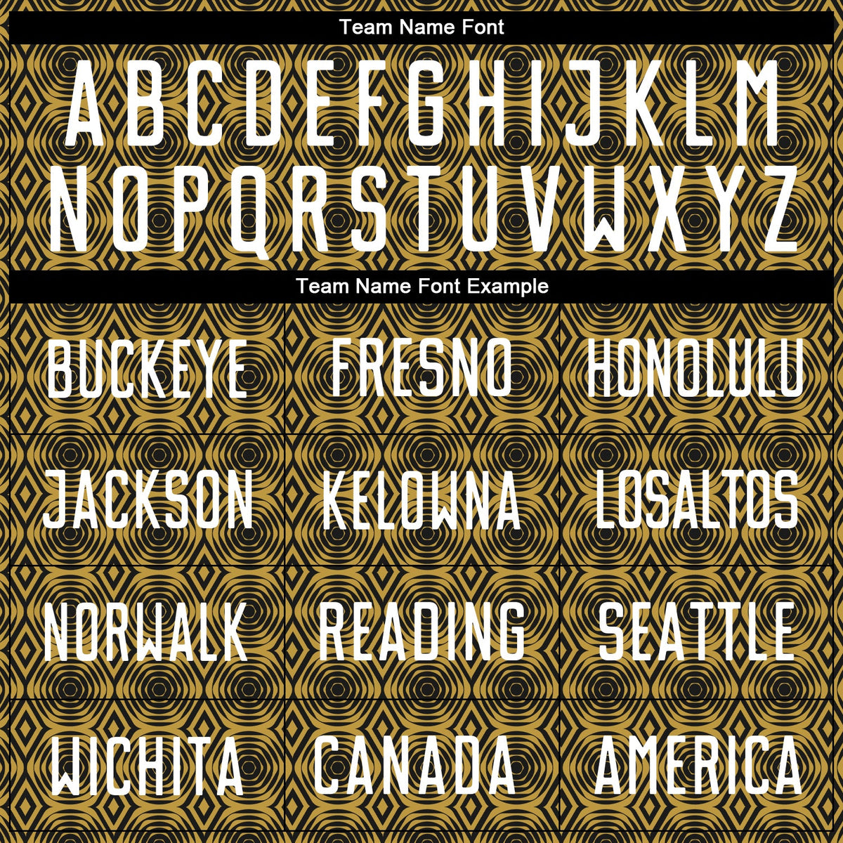 Custom Old Gold White-Black Geometric Shapes Sublimation Soccer Uniform Jersey Limited