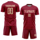 Custom Crimson Cream Geometric Shapes Sublimation Soccer Uniform Jersey Limited