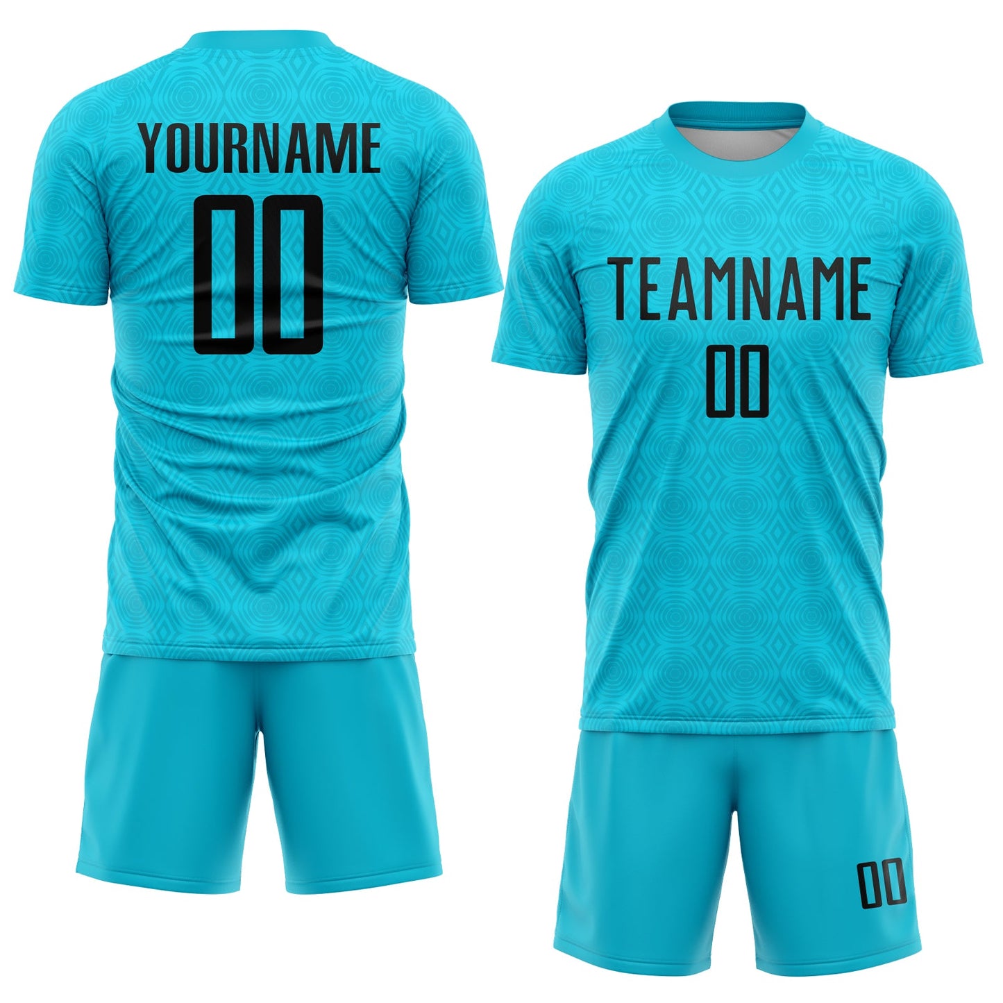Custom Lakes Blue Black Geometric Shapes Sublimation Soccer Uniform Jersey Limited