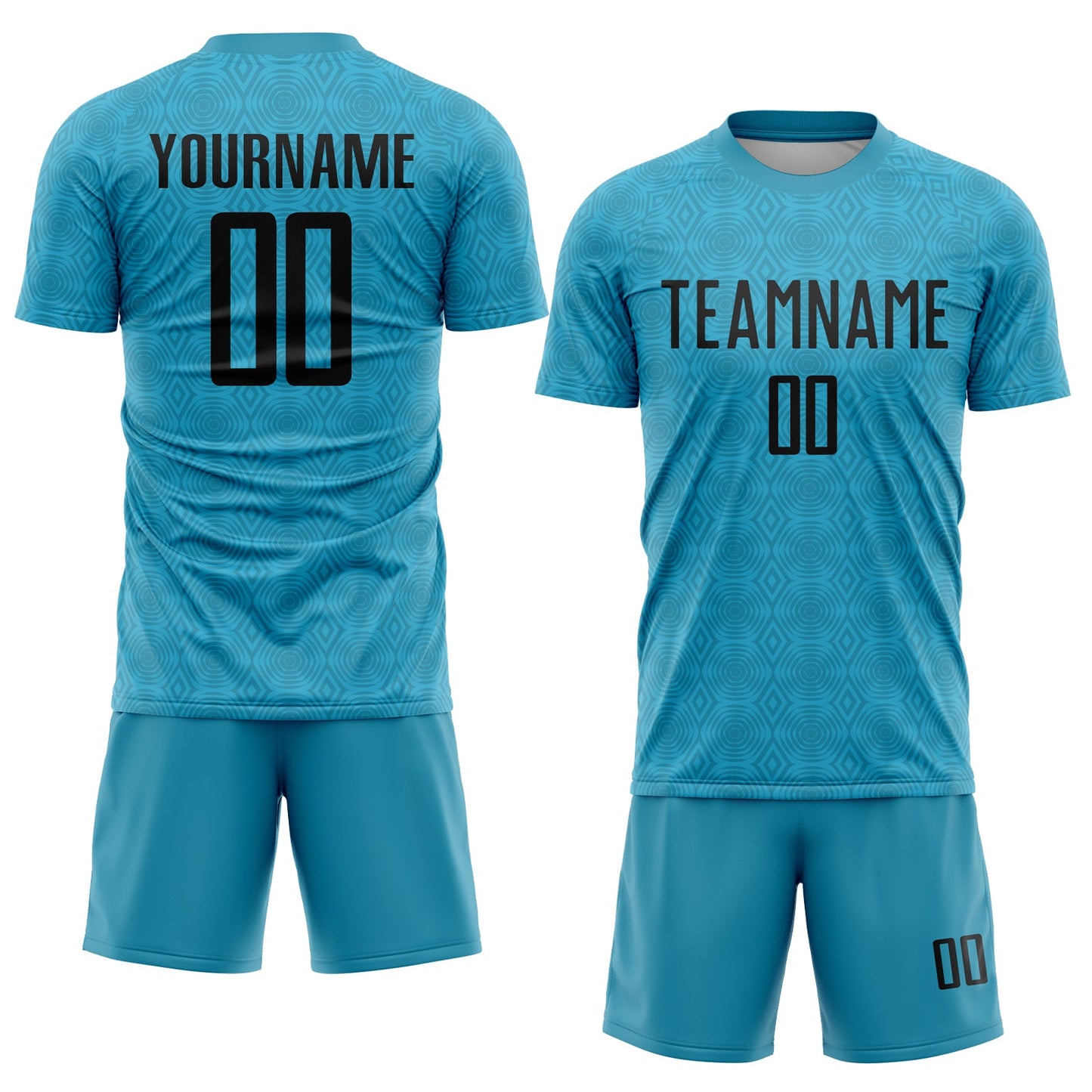 Custom Panther Blue Black Geometric Shapes Sublimation Soccer Uniform Jersey Limited