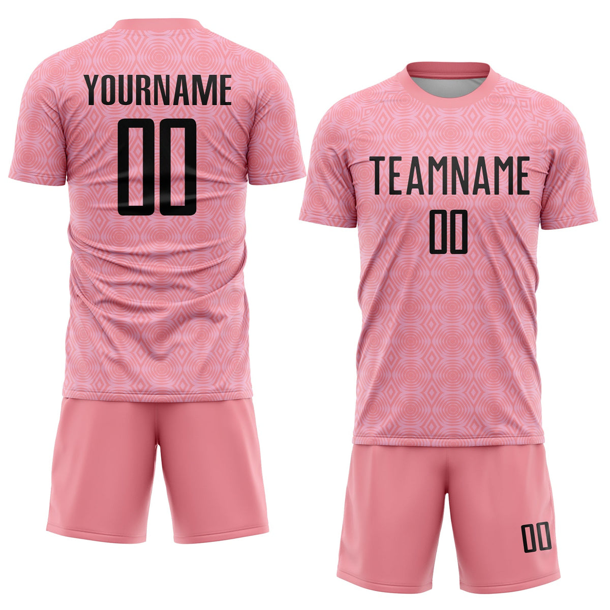 Custom Medium Pink Black-Light Pink Geometric Shapes Sublimation Soccer Uniform Jersey Limited