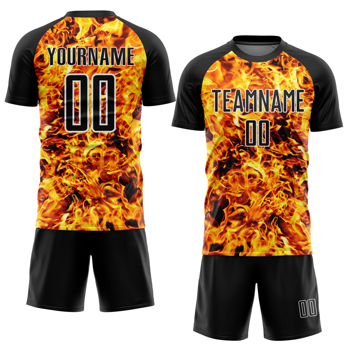Custom Black White Flame Sublimation Soccer Uniform Jersey Limited