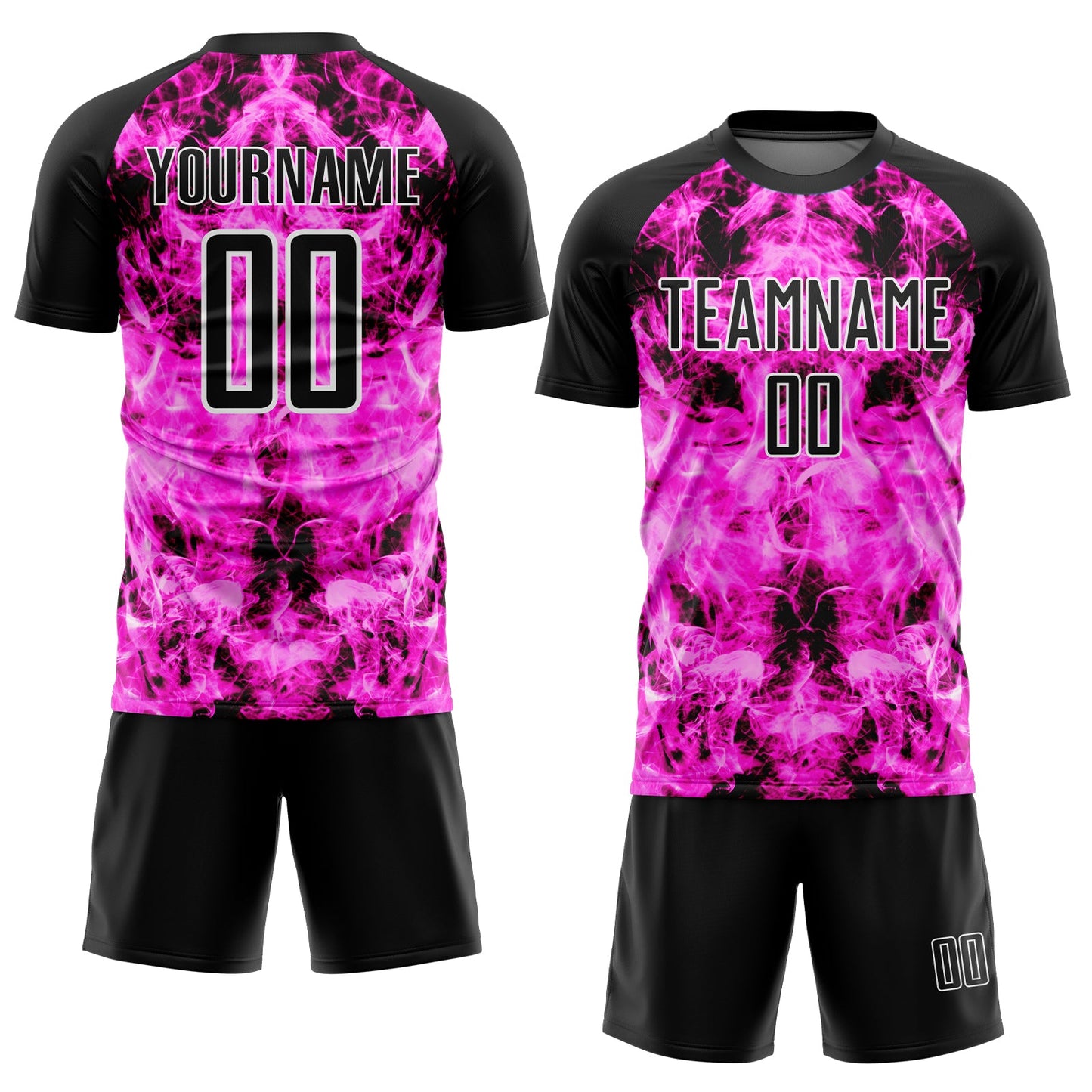 Custom Black Pink-White Flame Sublimation Soccer Uniform Jersey Limited