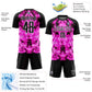 Custom Black Pink-White Flame Sublimation Soccer Uniform Jersey Limited