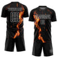 Custom Black Gold-White Flame Sublimation Soccer Uniform Jersey Limited