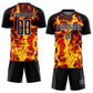 Custom Black Gold-White Flame Sublimation Soccer Uniform Jersey Limited