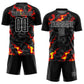 Custom Black Gray Red-Gold Flame Sublimation Soccer Uniform Jersey Limited