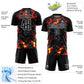 Custom Black Gray Red-Gold Flame Sublimation Soccer Uniform Jersey Limited