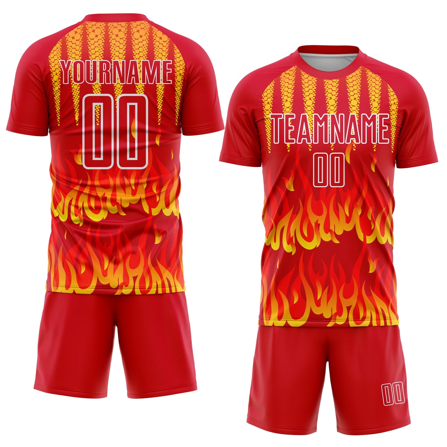 Custom Red Yellow-White Flame Sublimation Soccer Uniform Jersey Limited