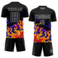 Custom Black Red-Purple Flame Sublimation Soccer Uniform Jersey Limited