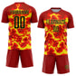 Custom Red Black-Light Yellow Flame Sublimation Soccer Uniform Jersey Limited