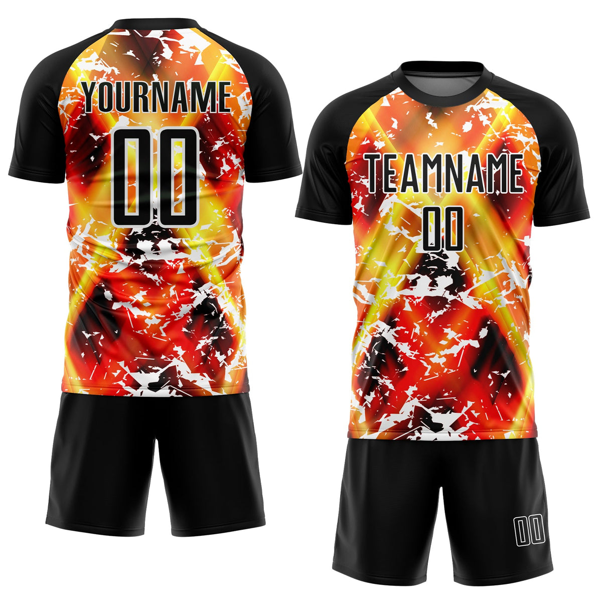 Custom Black Yellow-Red Flame Sublimation Soccer Uniform Jersey Limited