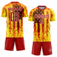Custom Light Yellow Red-White American Flag Flame Sublimation Soccer Uniform Jersey Limited