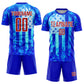 Custom Thunder Blue Red-White American Flag Flame Sublimation Soccer Uniform Jersey Limited