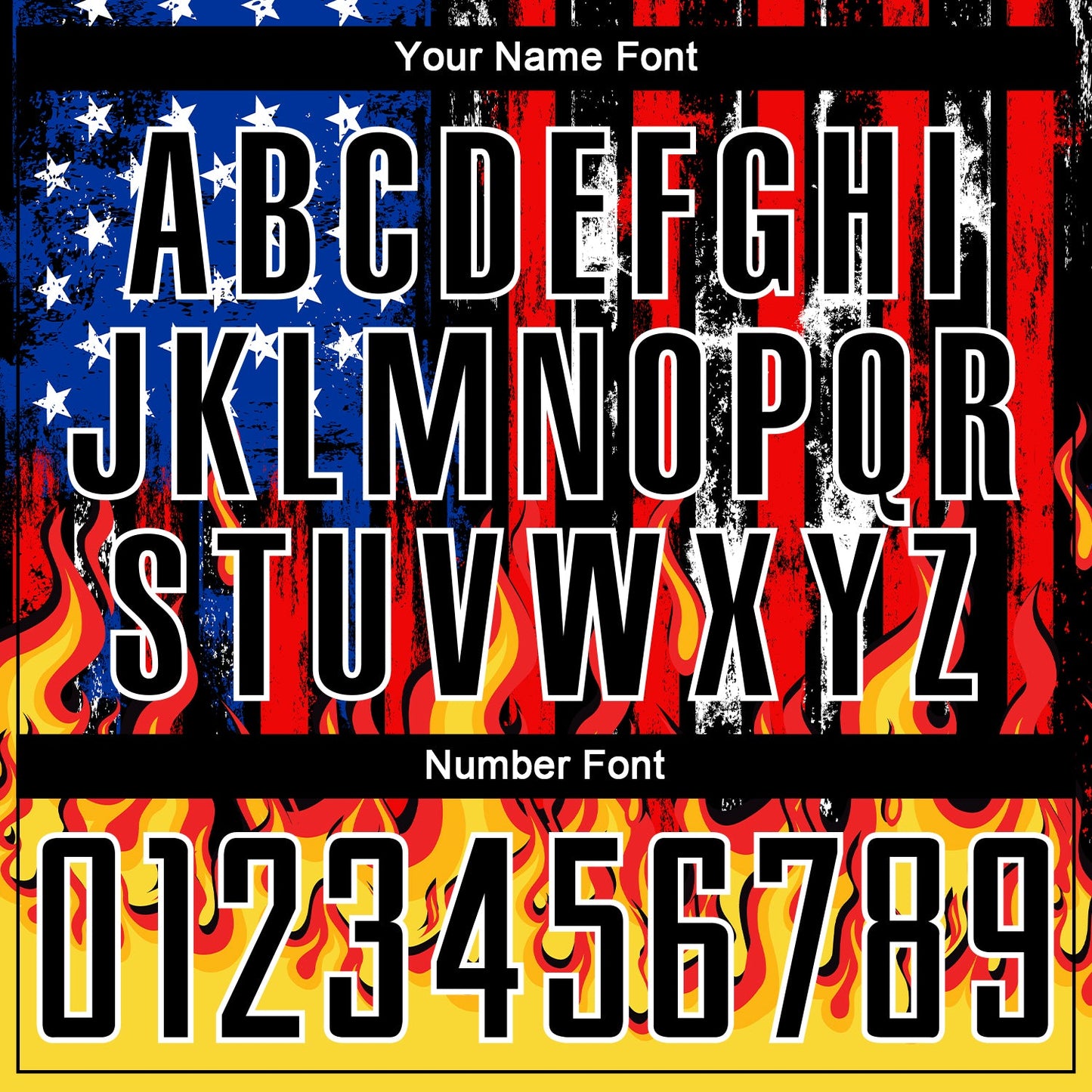 Custom Black Red Royal-Gold American Flag Flame Sublimation Soccer Uniform Jersey Limited