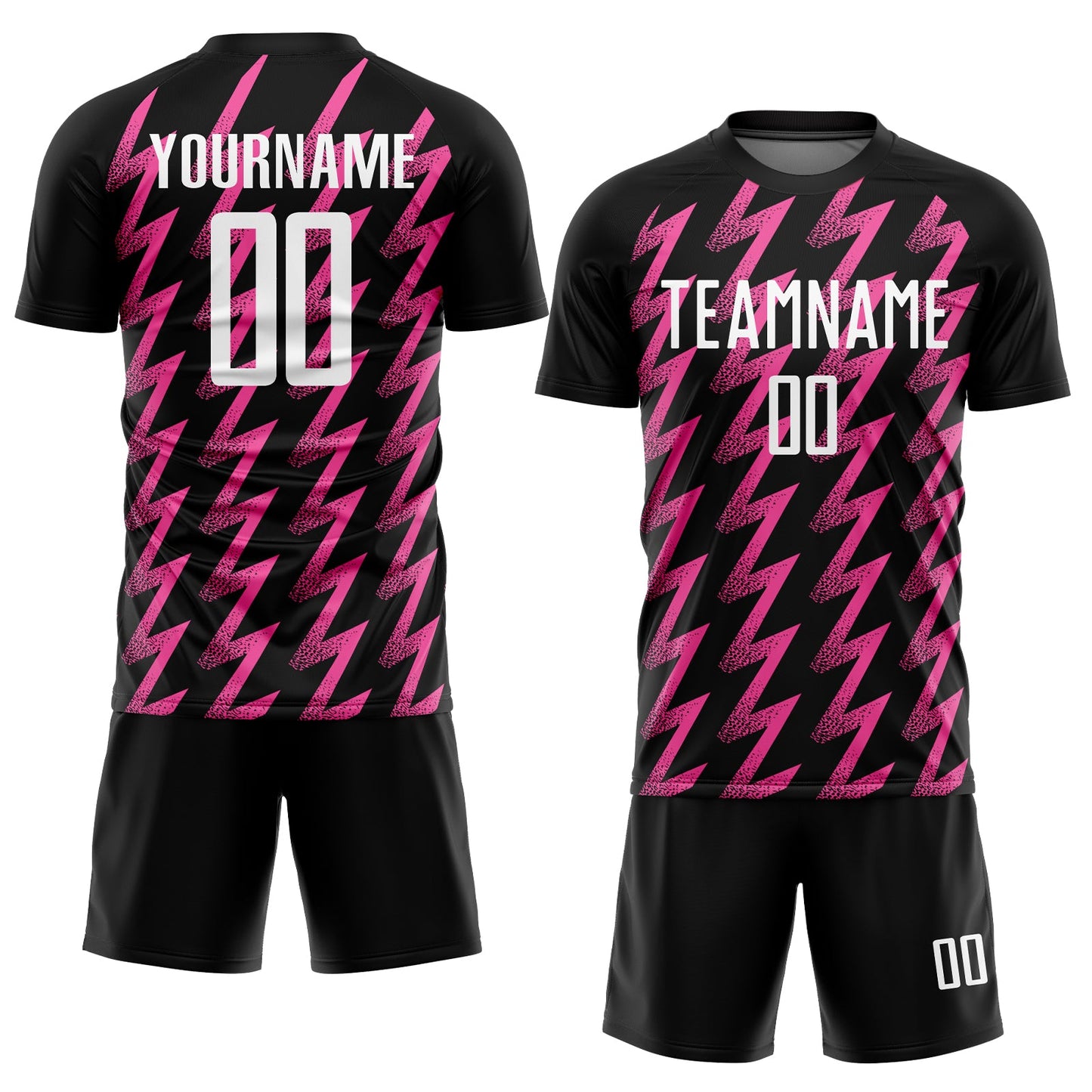 Custom Black White-Pink Zigzag Shape Sublimation Soccer Uniform Jersey Limited