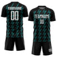 Custom Black White-Teal Zigzag Shape Sublimation Soccer Uniform Jersey Limited