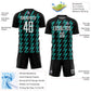Custom Black White-Aqua Zigzag Shape Sublimation Soccer Uniform Jersey Limited