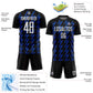 Custom Black White-Thunder Blue Zigzag Shape Sublimation Soccer Uniform Jersey Limited