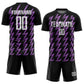 Custom Black White-Medium Purple Zigzag Shape Sublimation Soccer Uniform Jersey Limited