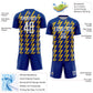 Custom Royal White-Yellow Zigzag Shape Sublimation Soccer Uniform Jersey Limited