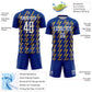 Custom Royal White-Old Gold Zigzag Shape Sublimation Soccer Uniform Jersey Limited