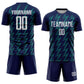 Custom Navy White-Teal Zigzag Shape Sublimation Soccer Uniform Jersey Limited