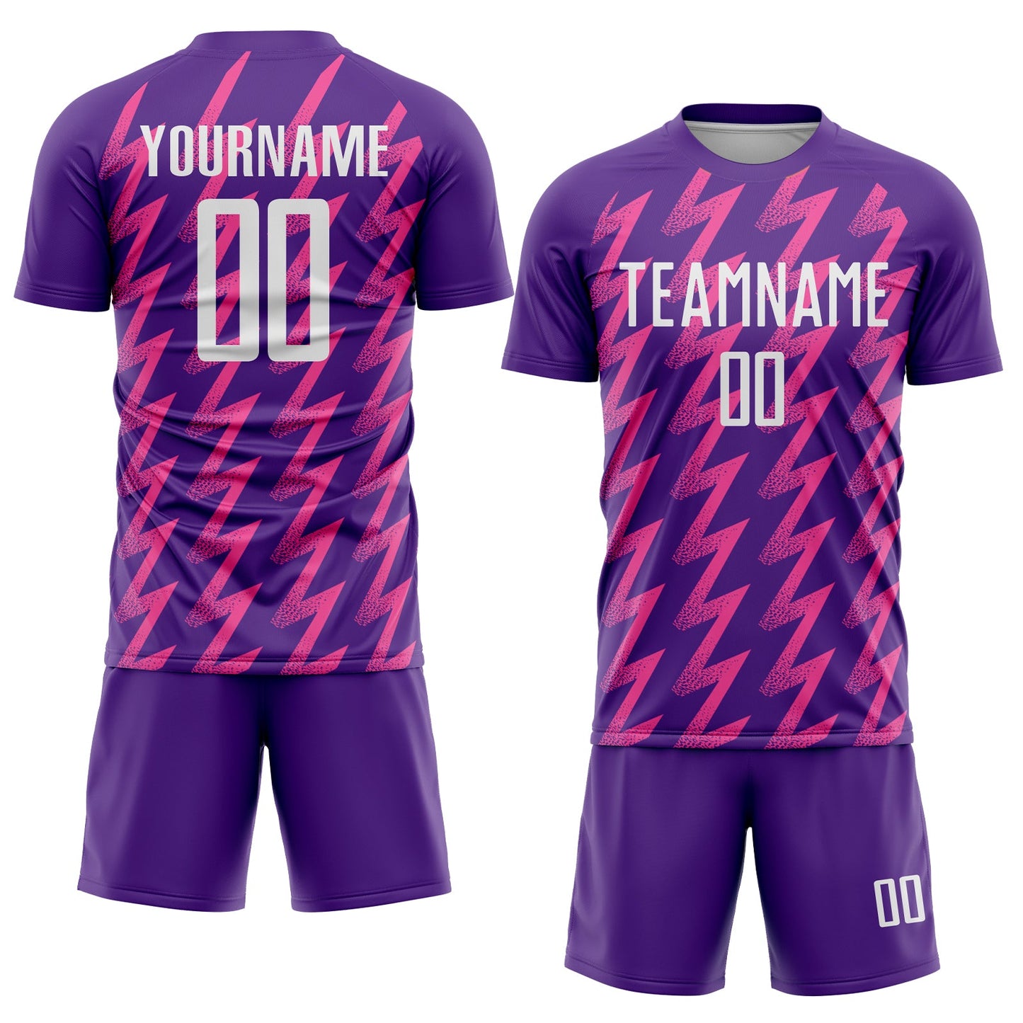 Custom Purple White-Pink Zigzag Shape Sublimation Soccer Uniform Jersey Limited