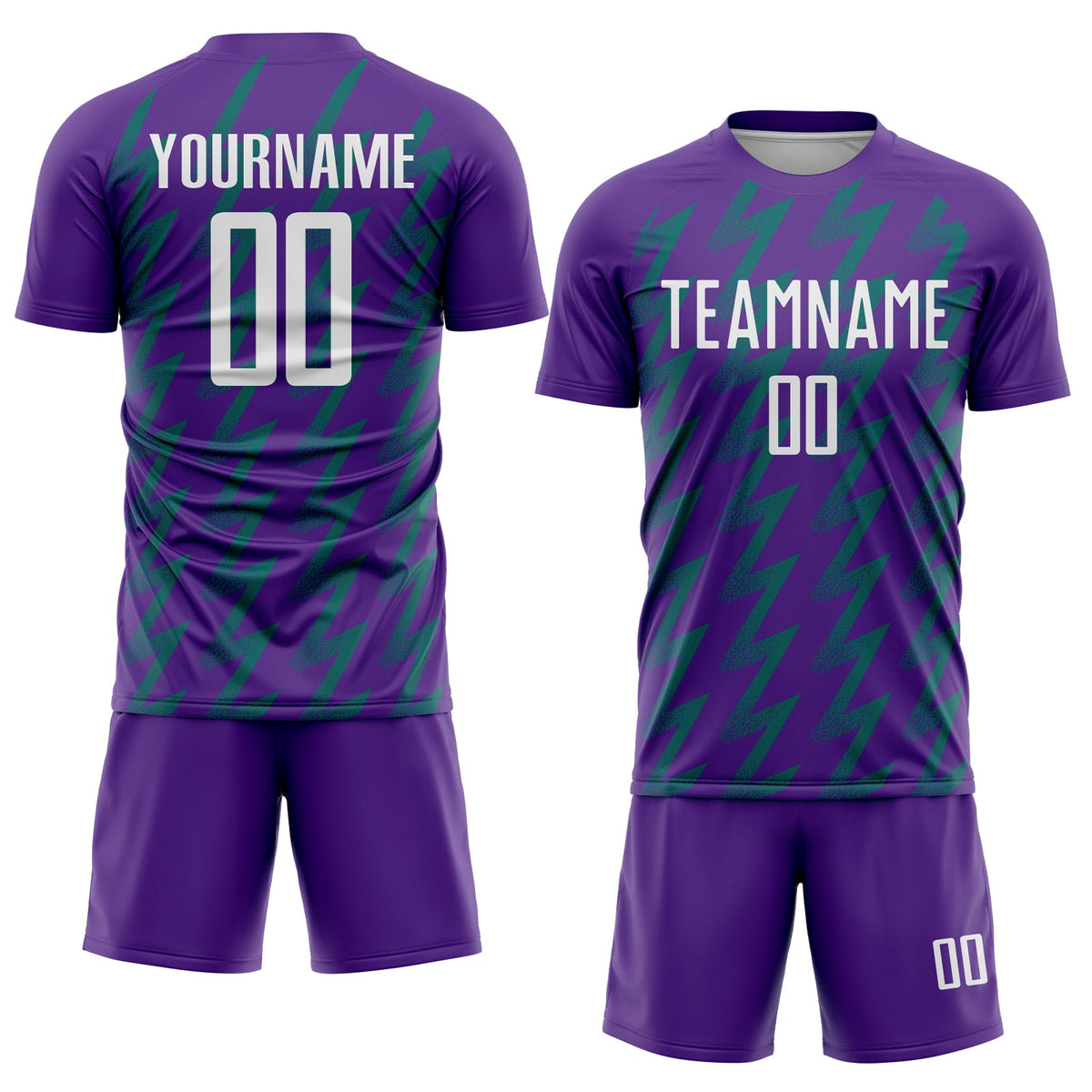 Custom Purple White-Teal Zigzag Shape Sublimation Soccer Uniform Jersey Limited