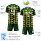 Custom Green White-Gold Zigzag Shape Sublimation Soccer Uniform Jersey Limited