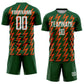Custom Green White-Orange Zigzag Shape Sublimation Soccer Uniform Jersey Limited