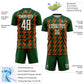 Custom Green White-Orange Zigzag Shape Sublimation Soccer Uniform Jersey Limited