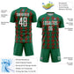 Custom Kelly Green White-Red Zigzag Shape Sublimation Soccer Uniform Jersey Limited