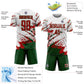 Custom White Red-Green Abstract Fragment Art Splash Sublimation Soccer Uniform Jersey Limited