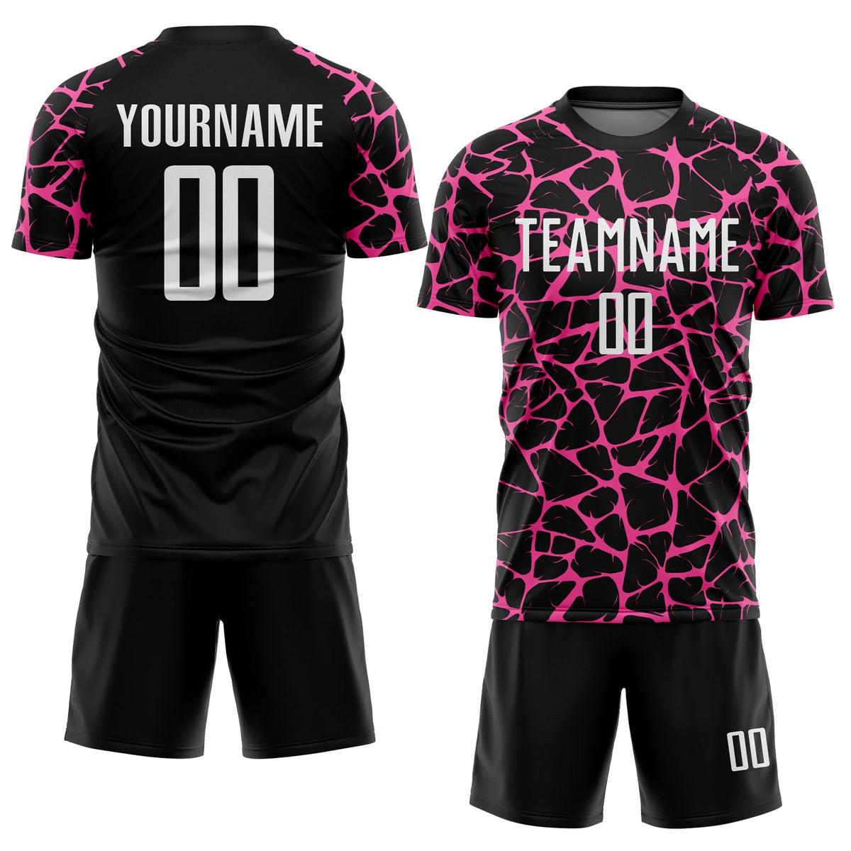 Custom Black White-Pink Abstract Network Splash Sublimation Soccer Uniform Jersey Limited
