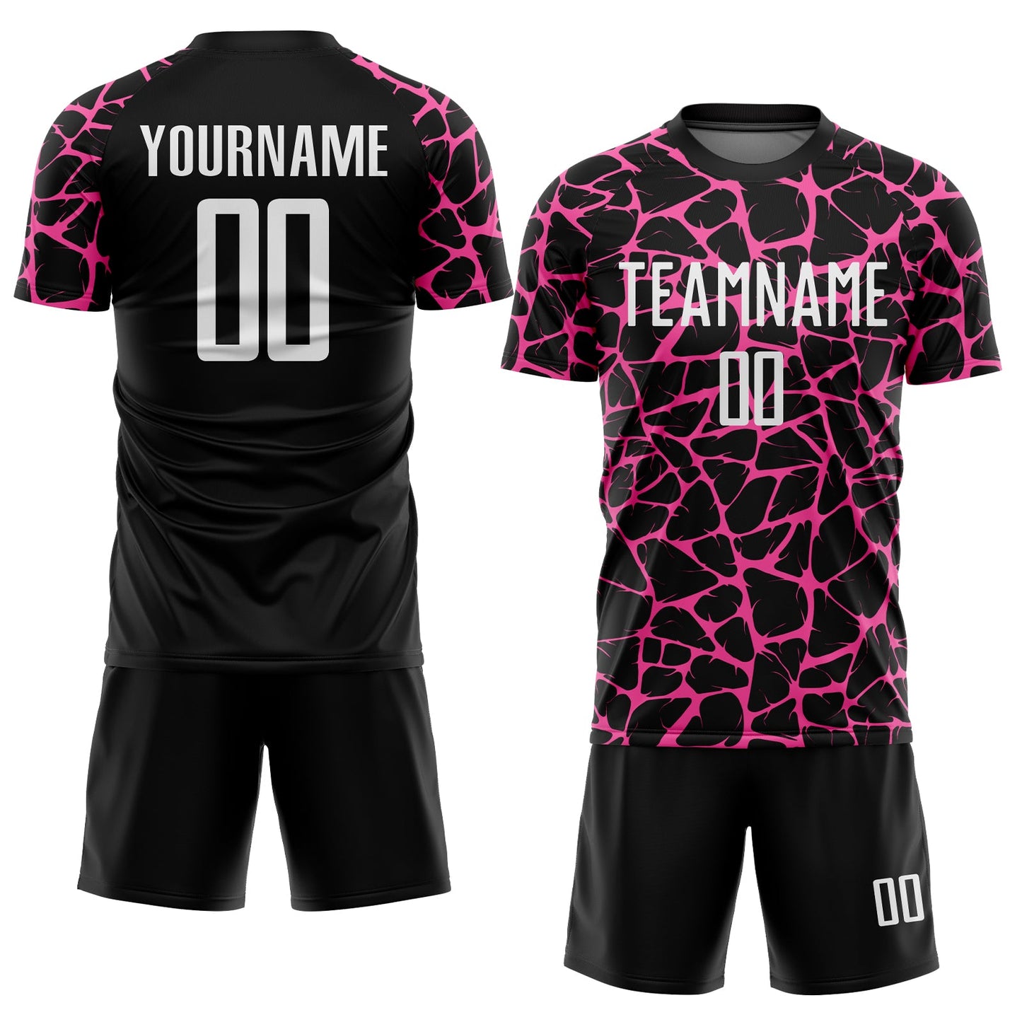 Custom Black White-Pink Abstract Network Splash Sublimation Soccer Uniform Jersey Limited