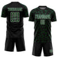 Custom Black Green-White Abstract Network Splash Sublimation Soccer Uniform Jersey Limited