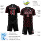 Custom Black Crimson-White Abstract Network Splash Sublimation Soccer Uniform Jersey Limited