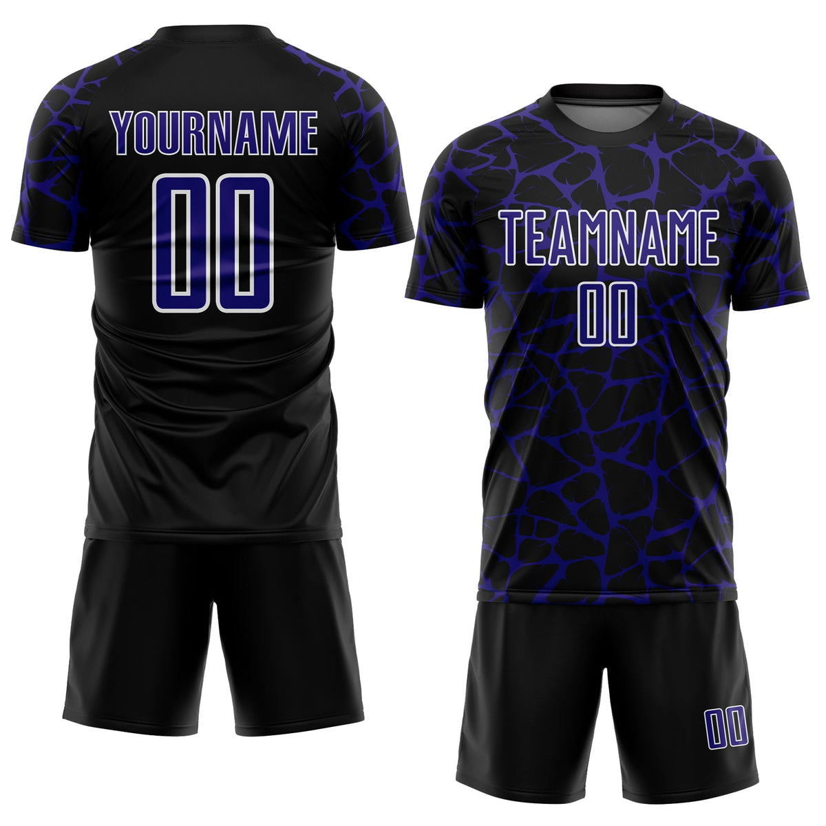 Custom Black Dark Purple-White Abstract Network Splash Sublimation Soccer Uniform Jersey Limited