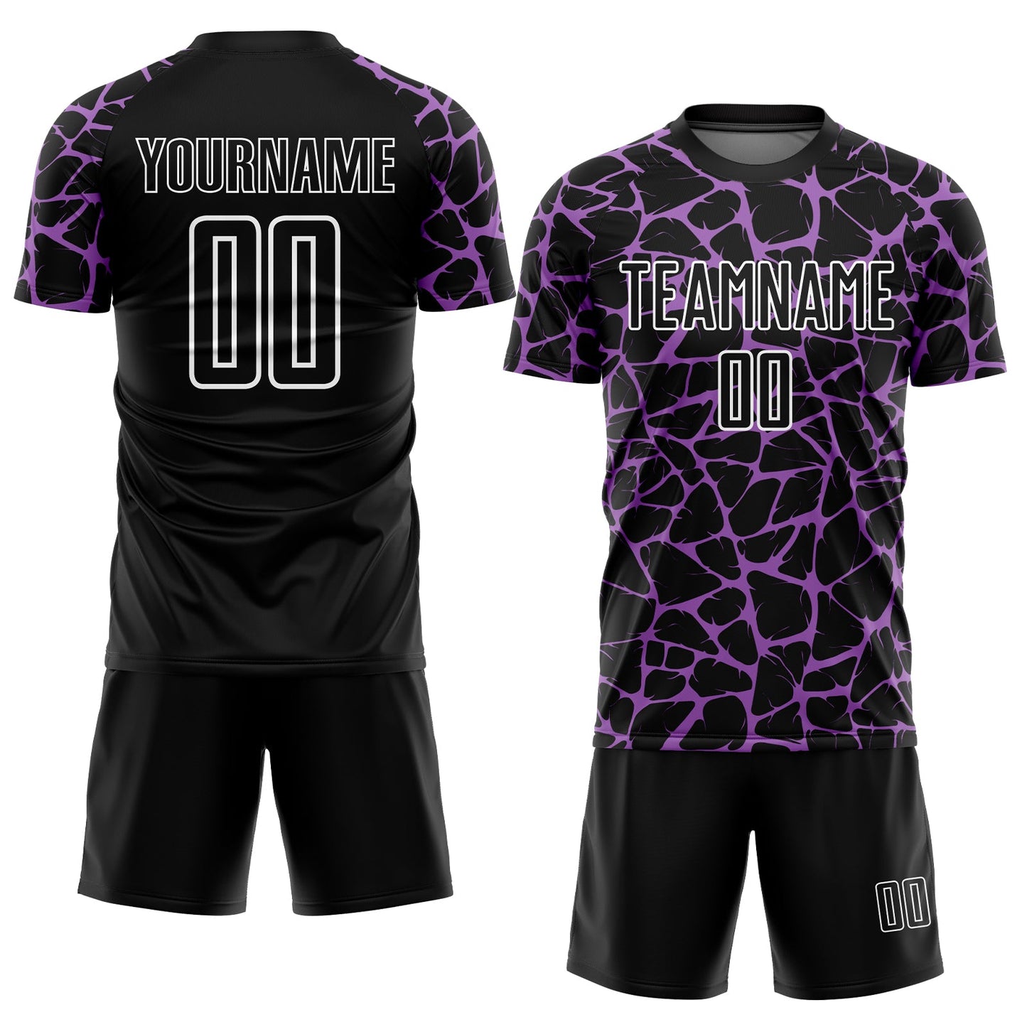 Custom Black Medium Purple-White Abstract Network Splash Sublimation Soccer Uniform Jersey Limited