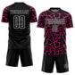 Custom Black Hot Pink-White Abstract Network Splash Sublimation Soccer Uniform Jersey Limited