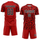 Custom Red Black-White Abstract Network Splash Sublimation Soccer Uniform Jersey Limited
