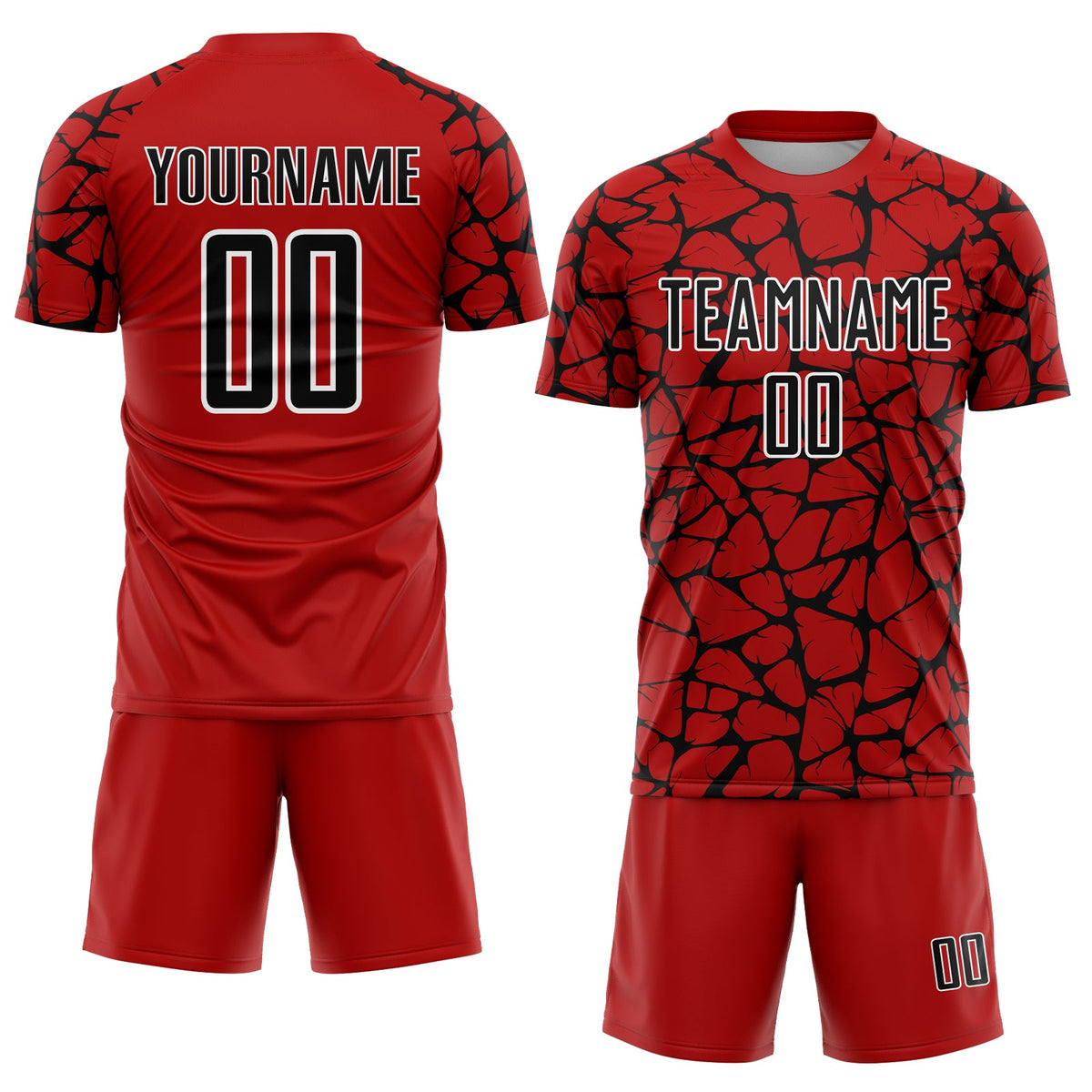 Custom Red Black-White Abstract Network Splash Sublimation Soccer Uniform Jersey Limited