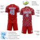 Custom Red Light Blue-White Abstract Network Splash Sublimation Soccer Uniform Jersey Limited