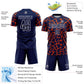 Custom Navy Orange-White Abstract Network Splash Sublimation Soccer Uniform Jersey Limited