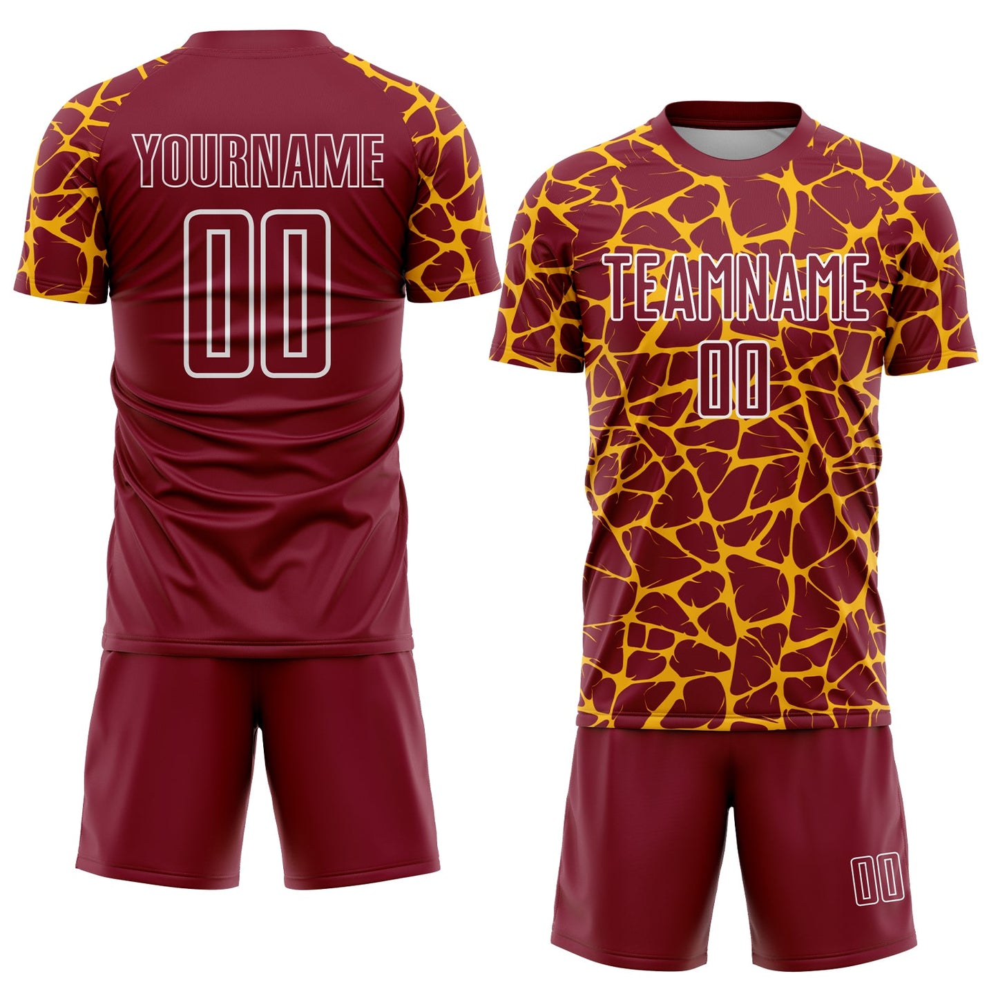 Custom Crimson Gold-White Abstract Network Splash Sublimation Soccer Uniform Jersey Limited