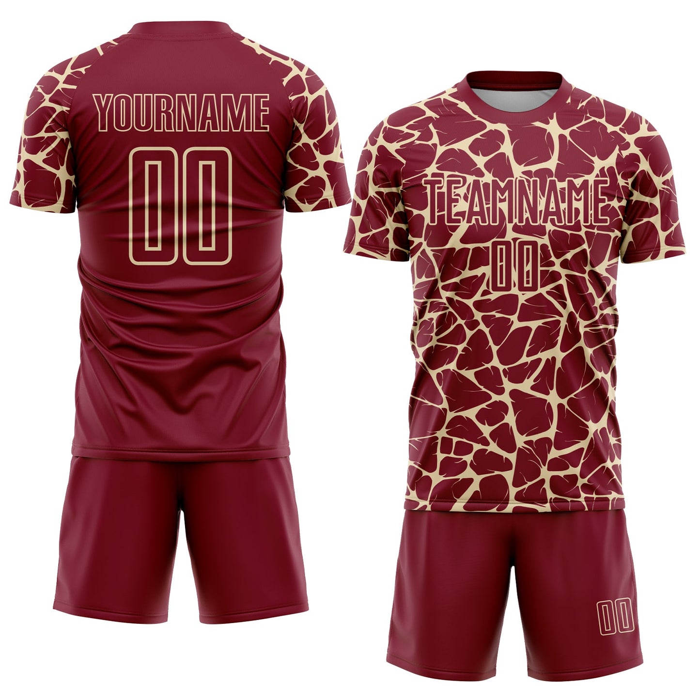 Custom Crimson Cream Abstract Network Splash Sublimation Soccer Uniform Jersey Limited